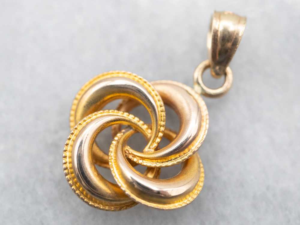 Antique Gold Lover's Knot Pendant - image 2