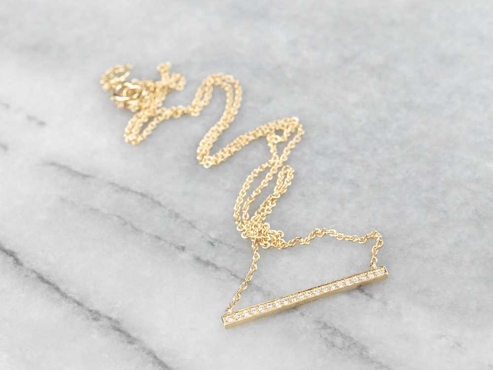 Sleek Yellow Gold Diamond Bar Necklace - image 1