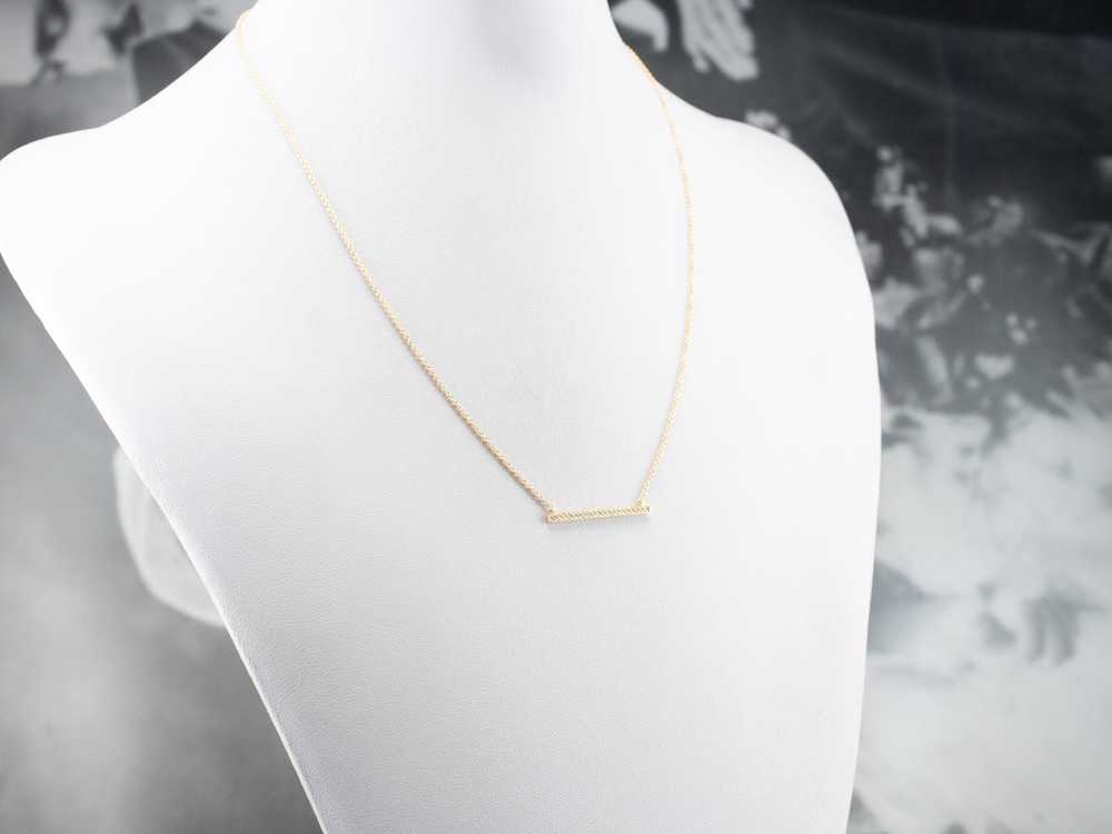 Sleek Yellow Gold Diamond Bar Necklace - image 5