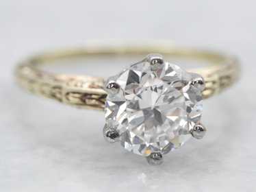 Antique European Cut Diamond Solitaire Engagement… - image 1