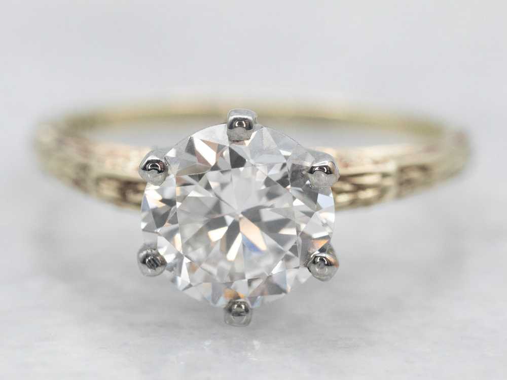 Antique European Cut Diamond Solitaire Engagement… - image 2