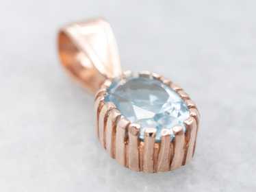 Bright Blue Topaz Rose Gold Solitaire Pendant - image 1