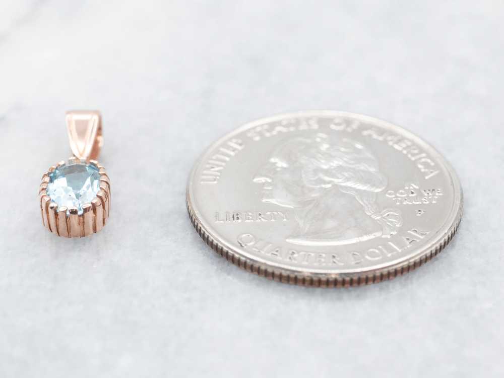 Bright Blue Topaz Rose Gold Solitaire Pendant - image 2