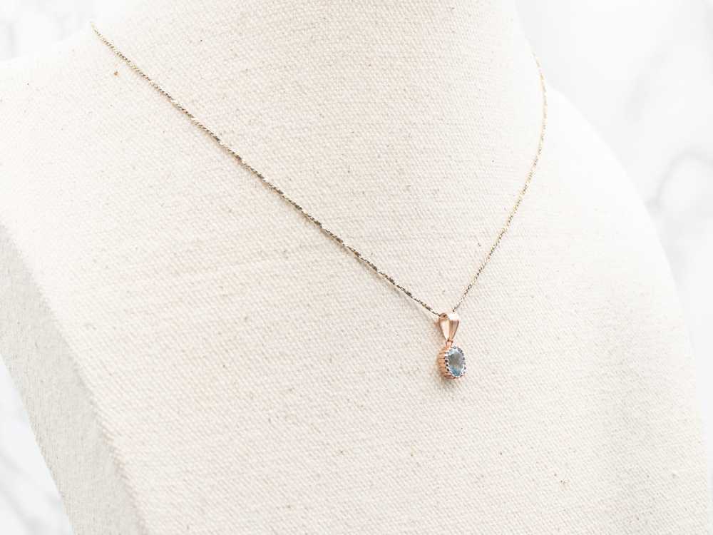 Bright Blue Topaz Rose Gold Solitaire Pendant - image 3