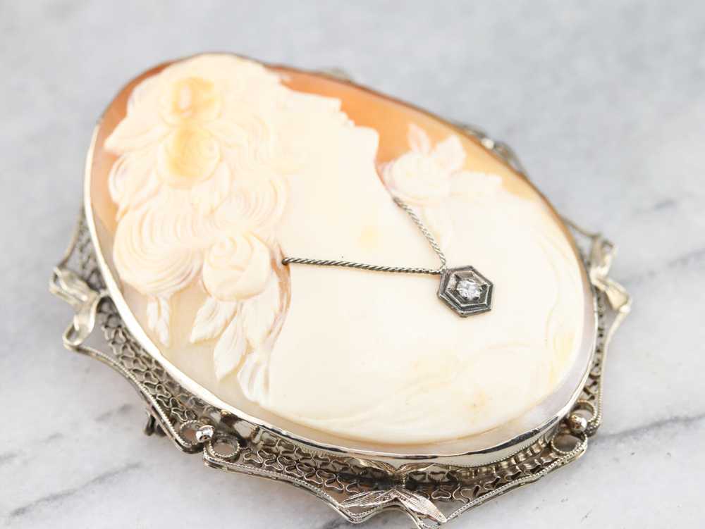 Art Deco Diamond Cameo Brooch or Pendant - image 3