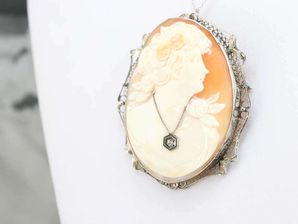 Art Deco Diamond Cameo Brooch or Pendant - image 5