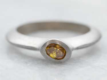 Matte White Gold Bezel Set Oval Cut Yellow Sapphi… - image 1