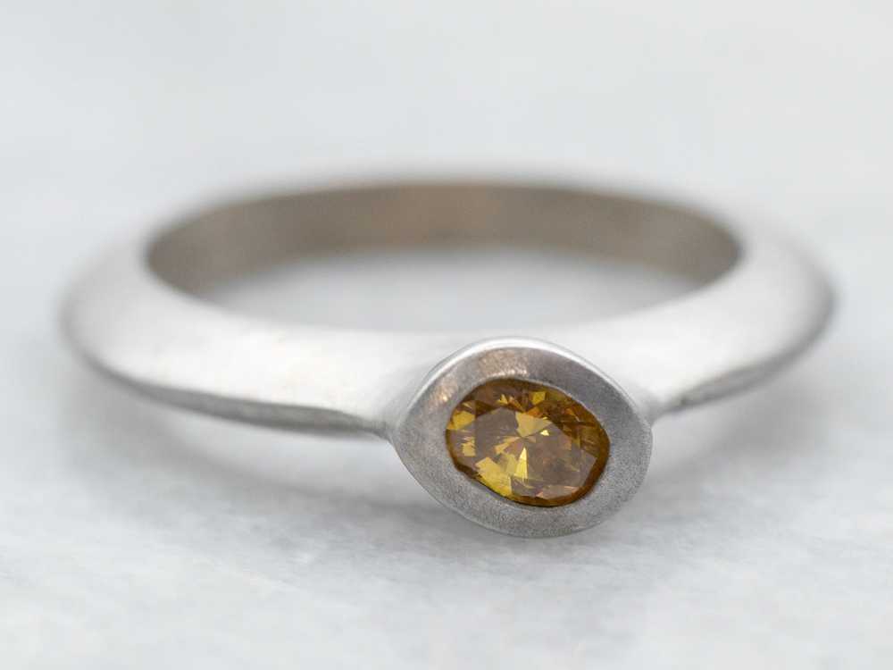 Matte White Gold Bezel Set Oval Cut Yellow Sapphi… - image 2