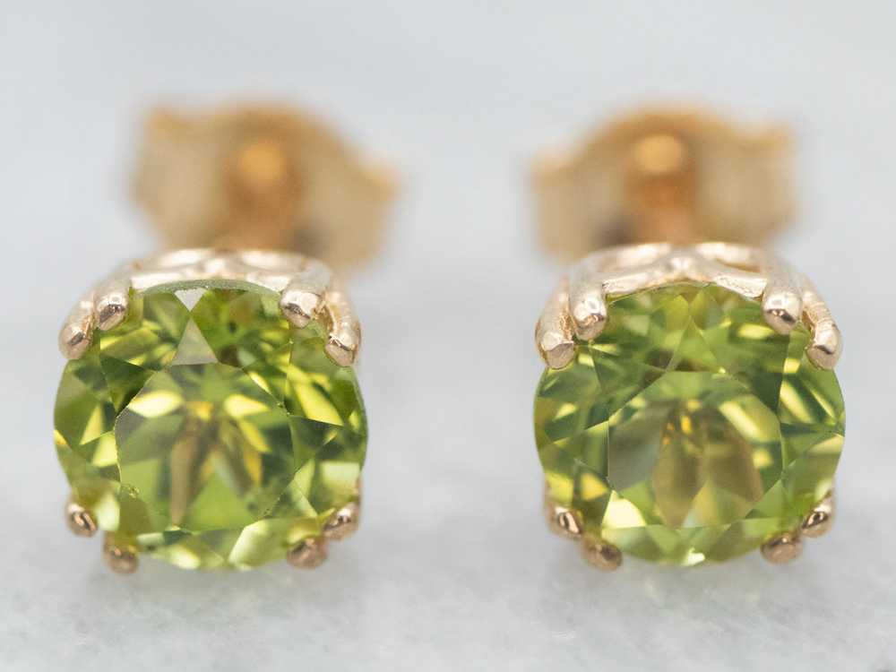 Yellow Gold Peridot Stud Earrings - image 1