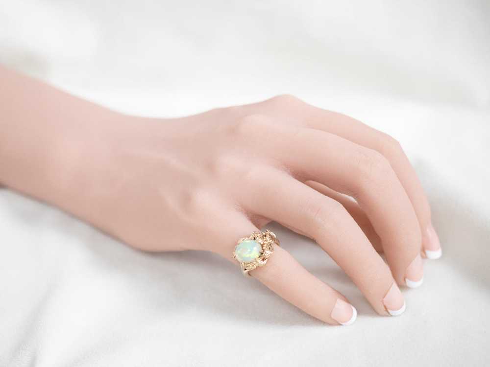 Vintage Botanical Opal Solitaire Ring - image 10