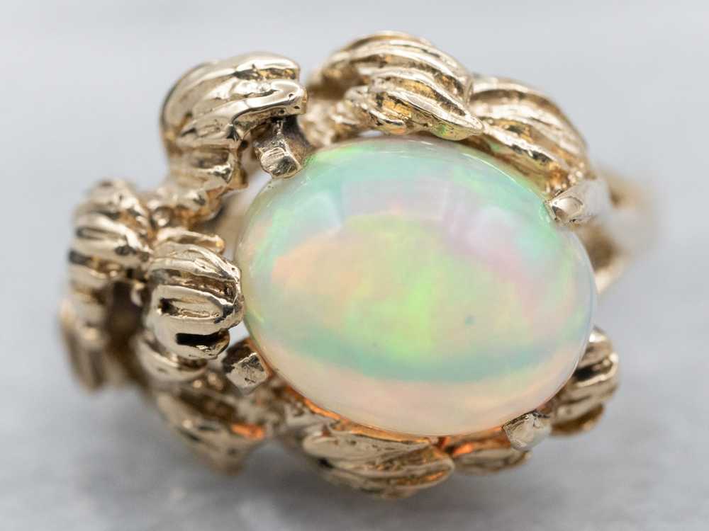 Vintage Botanical Opal Solitaire Ring - image 1