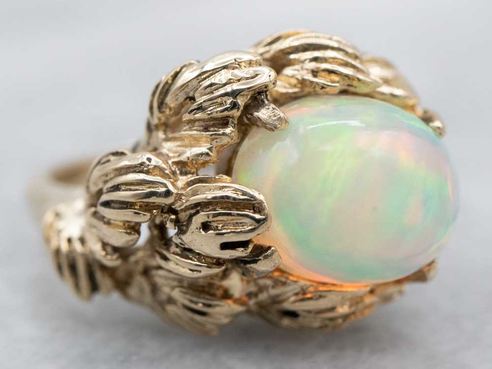 Vintage Botanical Opal Solitaire Ring - image 2