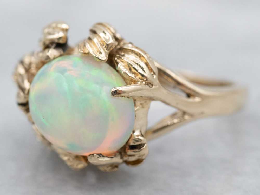 Vintage Botanical Opal Solitaire Ring - image 3