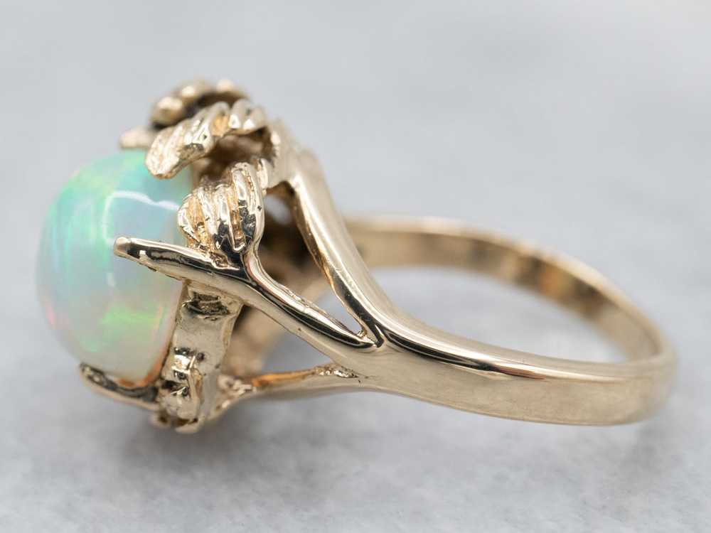 Vintage Botanical Opal Solitaire Ring - image 4