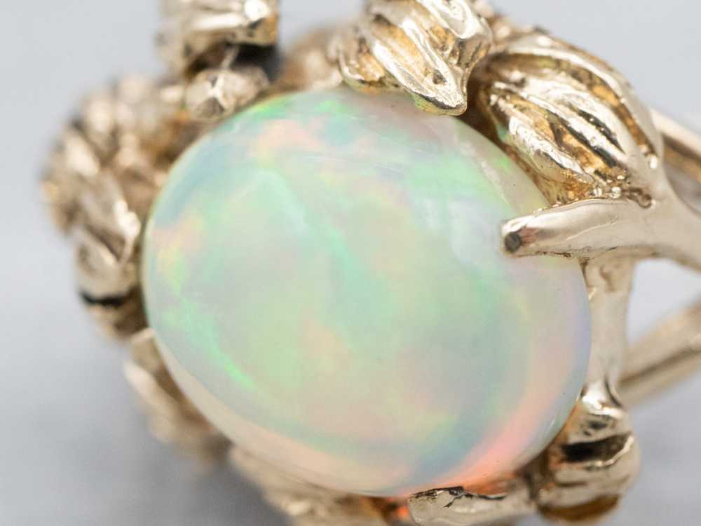 Vintage Botanical Opal Solitaire Ring - image 6