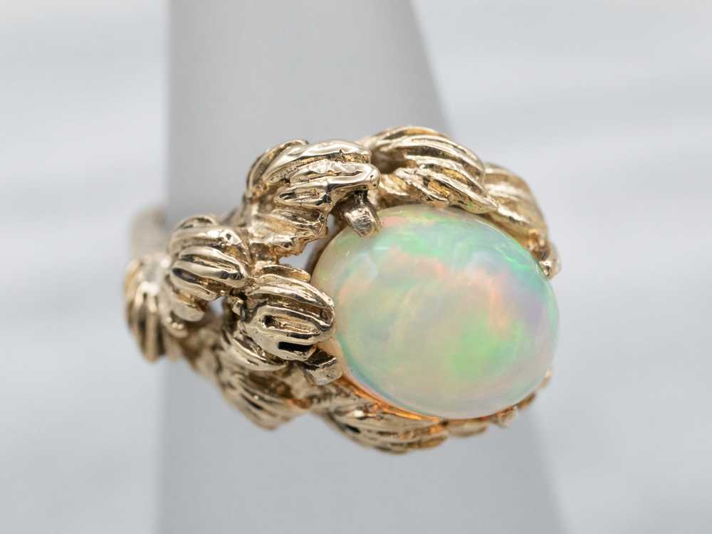 Vintage Botanical Opal Solitaire Ring - image 7