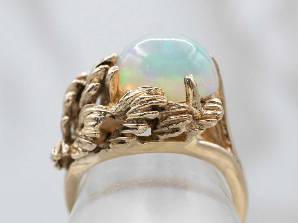 Vintage Botanical Opal Solitaire Ring - image 8