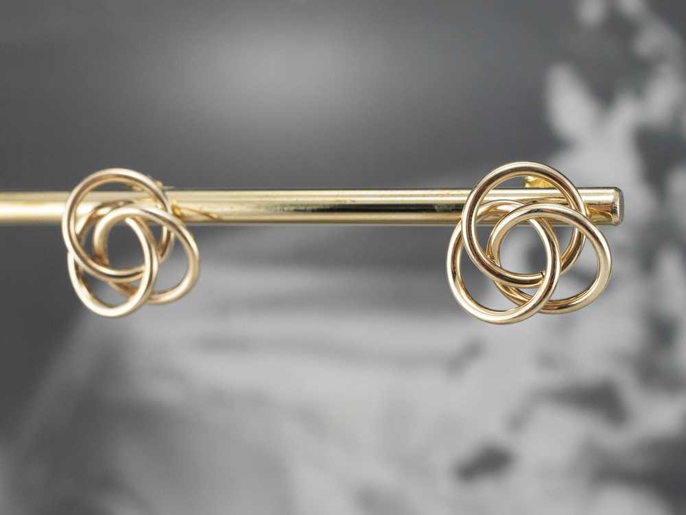 Yellow Gold Knot Stud Earrings - image 10