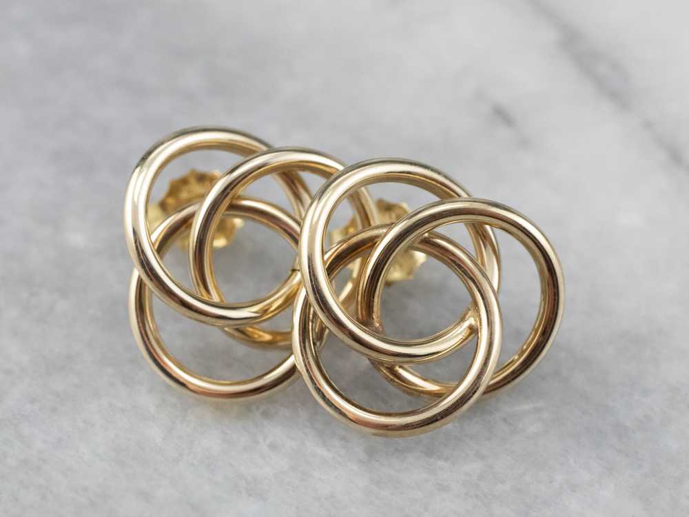 Yellow Gold Knot Stud Earrings - image 1