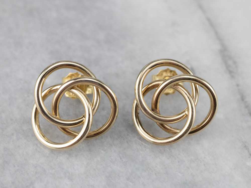 Yellow Gold Knot Stud Earrings - image 2