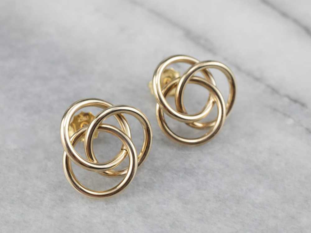 Yellow Gold Knot Stud Earrings - image 3