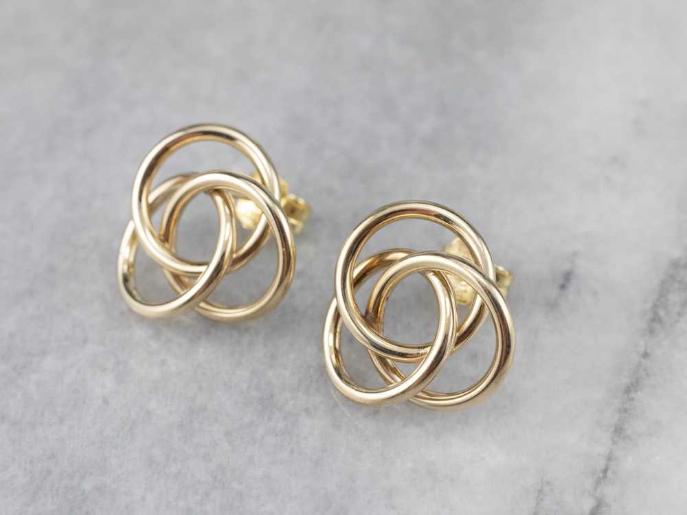 Yellow Gold Knot Stud Earrings - image 4