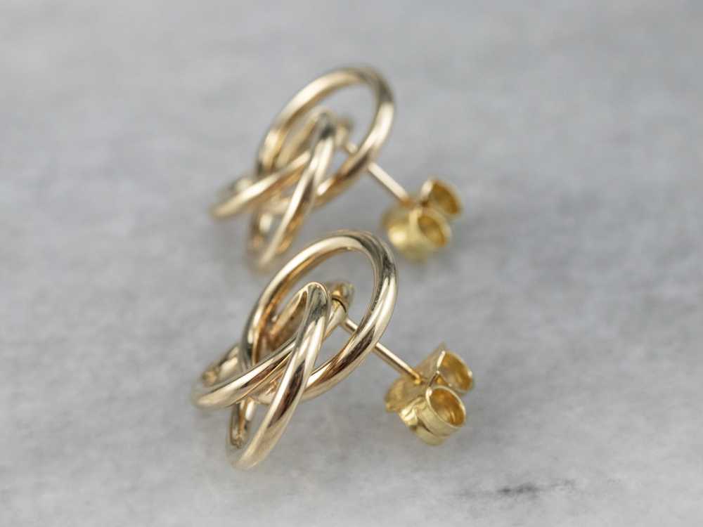 Yellow Gold Knot Stud Earrings - image 5