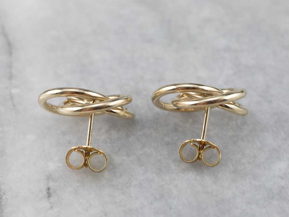 Yellow Gold Knot Stud Earrings - image 6