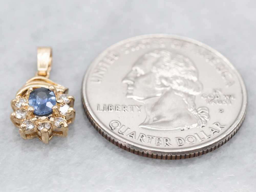 Vintage Gold Sapphire and Diamond Pendant - image 4