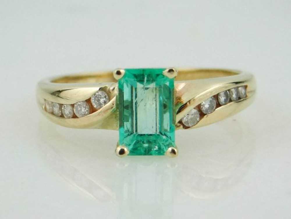 Emerald and Diamond Engagement Ring - image 1