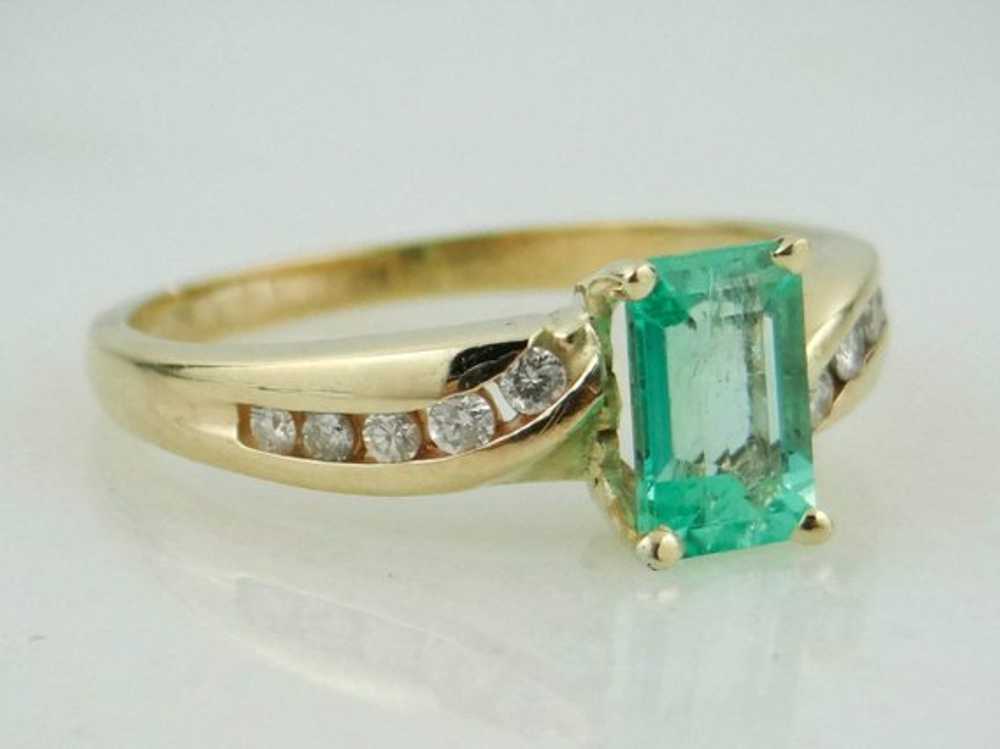 Emerald and Diamond Engagement Ring - image 2