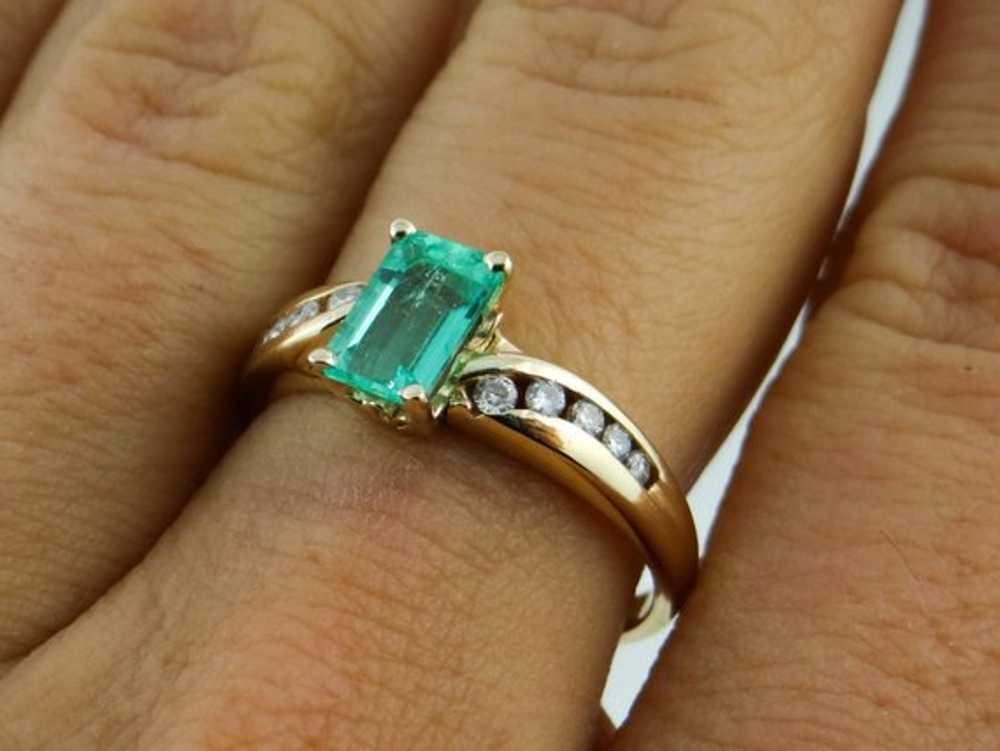 Emerald and Diamond Engagement Ring - image 4