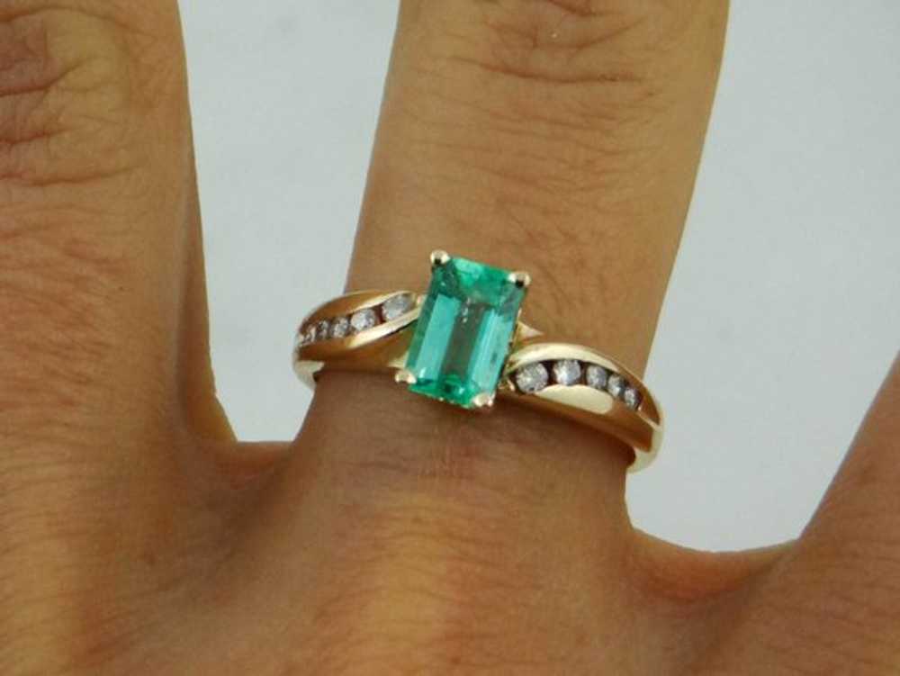 Emerald and Diamond Engagement Ring - image 5