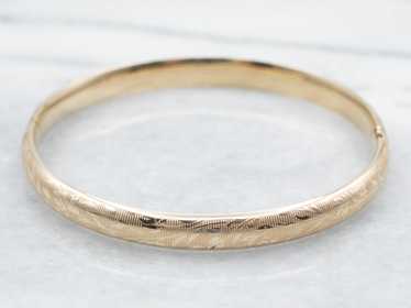 Engraved Gold Hinged Bangle Bracelet - image 1