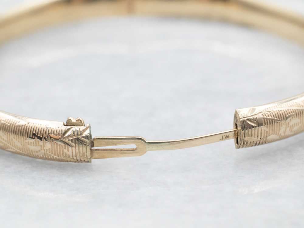 Engraved Gold Hinged Bangle Bracelet - image 3