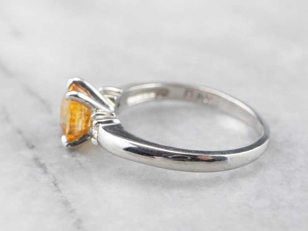 Yellow Sapphire Platinum and Diamond Ring - image 4