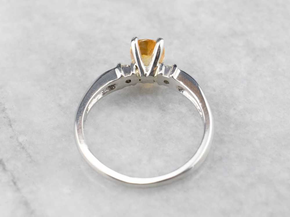 Yellow Sapphire Platinum and Diamond Ring - image 5