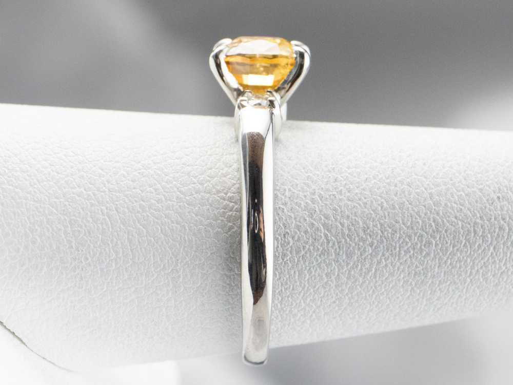 Yellow Sapphire Platinum and Diamond Ring - image 9