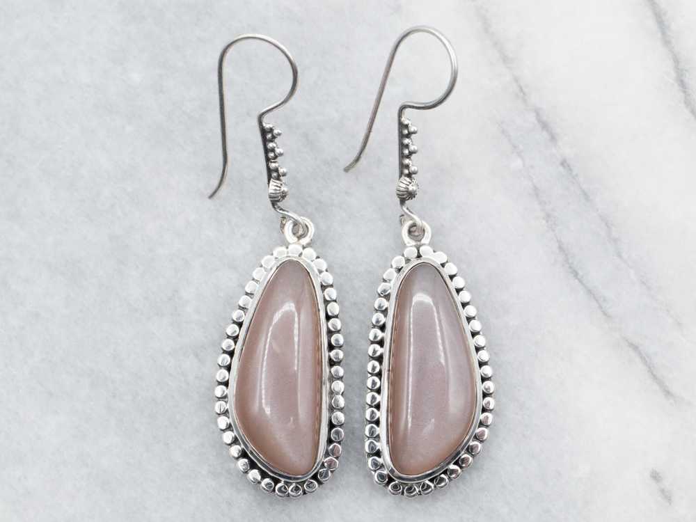 Sterling Silver Moonstone Drop Earrings with Bead… - image 1