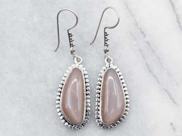 Sterling Silver Moonstone Drop Earrings with Bead… - image 1