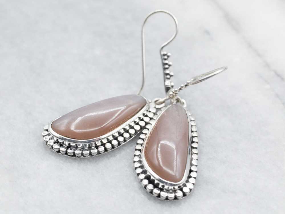 Sterling Silver Moonstone Drop Earrings with Bead… - image 2