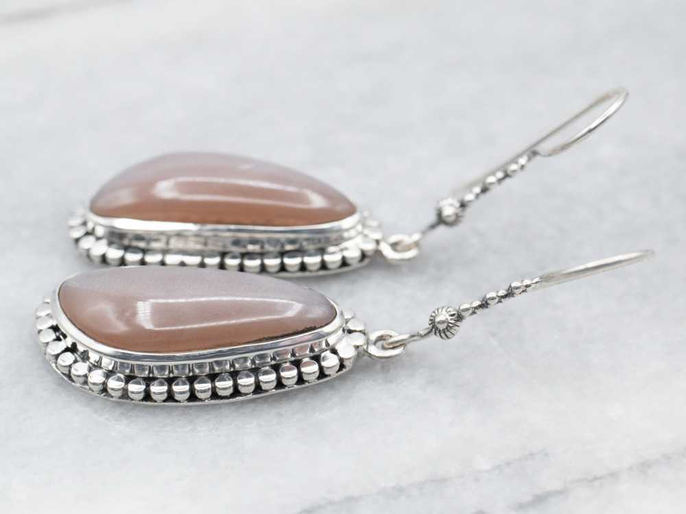 Sterling Silver Moonstone Drop Earrings with Bead… - image 3