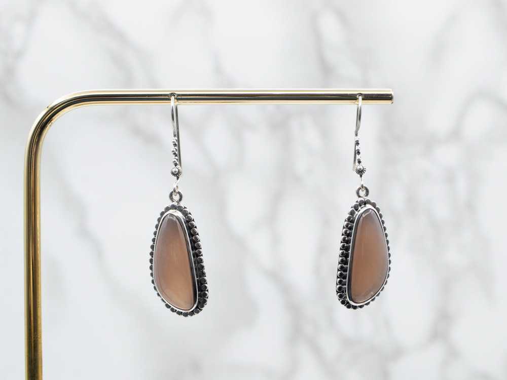 Sterling Silver Moonstone Drop Earrings with Bead… - image 4