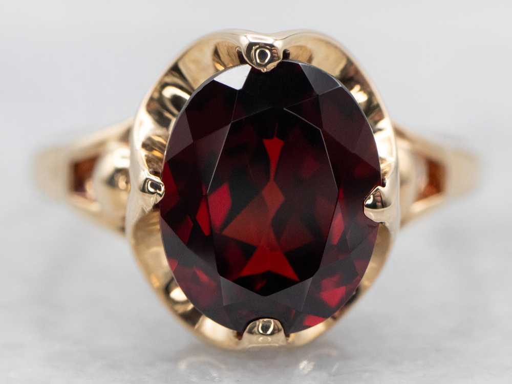 Yellow Gold Pyrope Garnet Solitaire Cocktail Ring - image 1