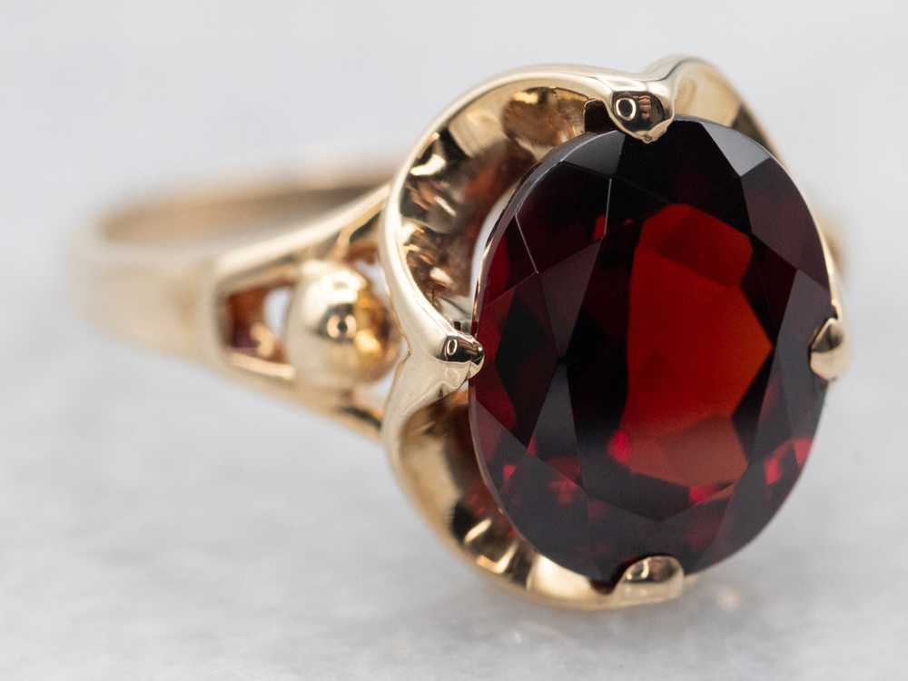 Yellow Gold Pyrope Garnet Solitaire Cocktail Ring - image 2