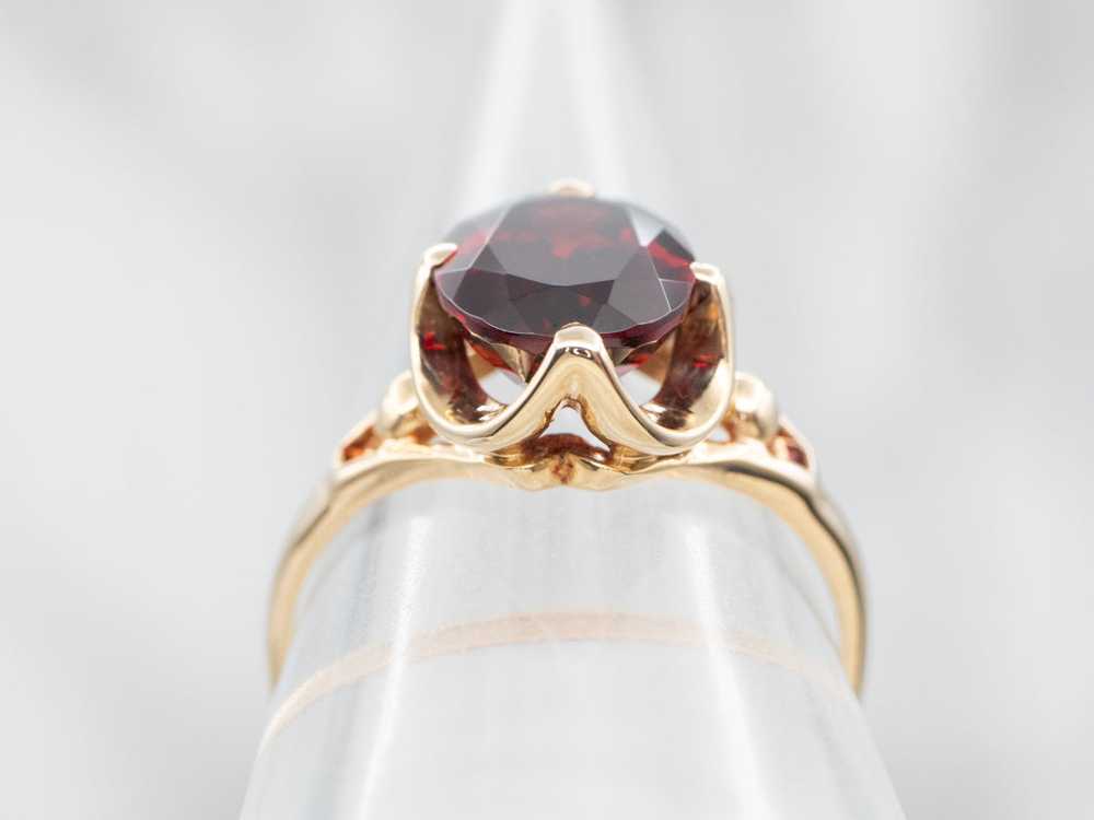 Yellow Gold Pyrope Garnet Solitaire Cocktail Ring - image 3