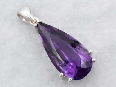 925 Sterling sold Silver Natural 6.05ct Pear Cut Amethyst Pendant