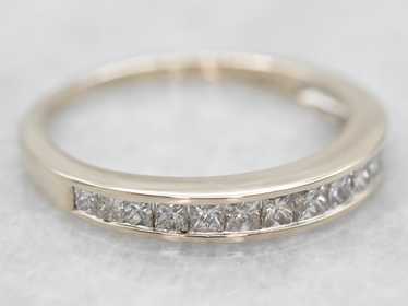 White Gold Princess Cut Diamond Wedding Band - image 1