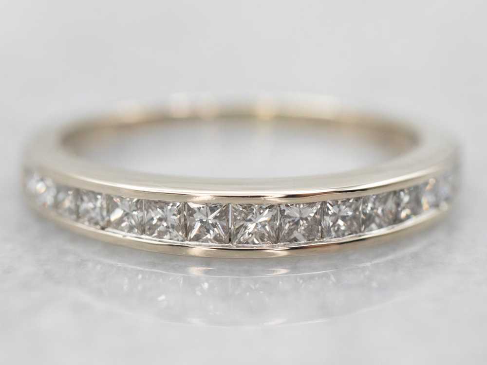 White Gold Princess Cut Diamond Wedding Band - image 2