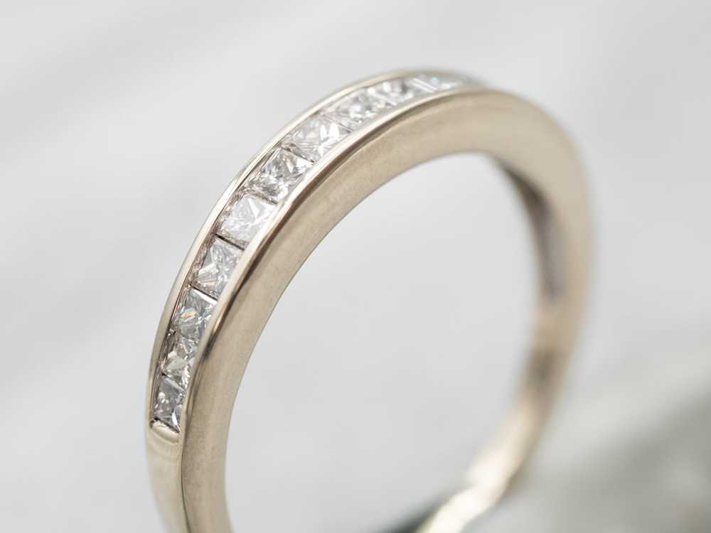 White Gold Princess Cut Diamond Wedding Band - image 3